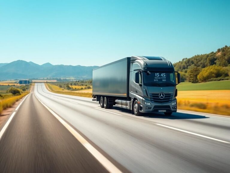 Flick International Autonomous truck driving on a futuristic highway