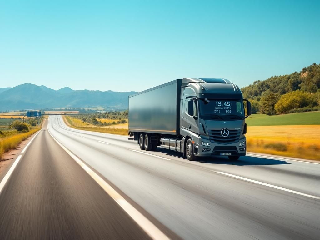 Flick International Autonomous truck driving on a futuristic highway