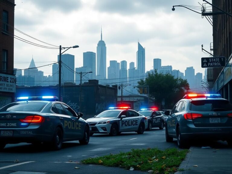Flick International Police vehicles with flashing lights in a gritty urban crime scene
