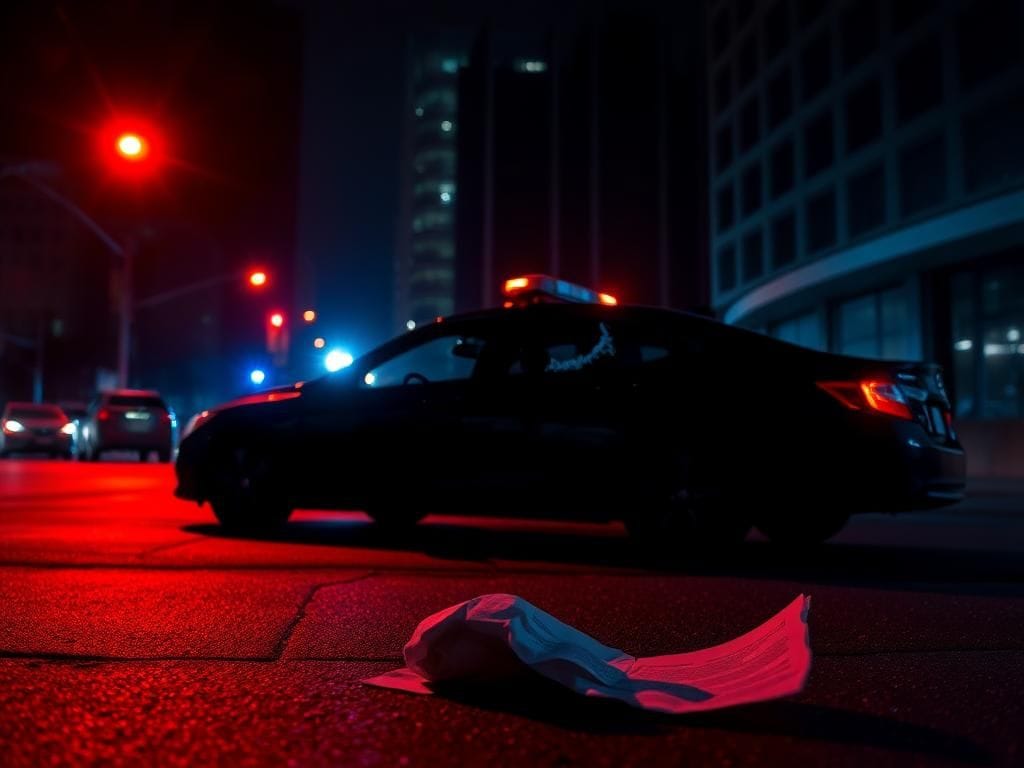 Flick International A shattered car window on a darkened Chicago street during an ICE operation