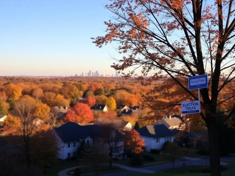 Flick International Panoramic view of Virginia suburbs showcasing autumn foliage and residential homes