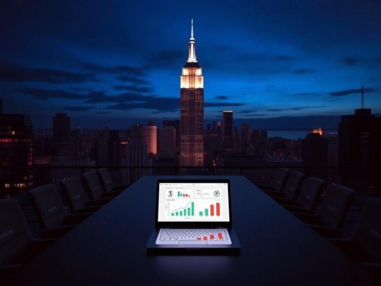 Flick International Twilight view of Manhattan skyline with the Seagram Building illuminated