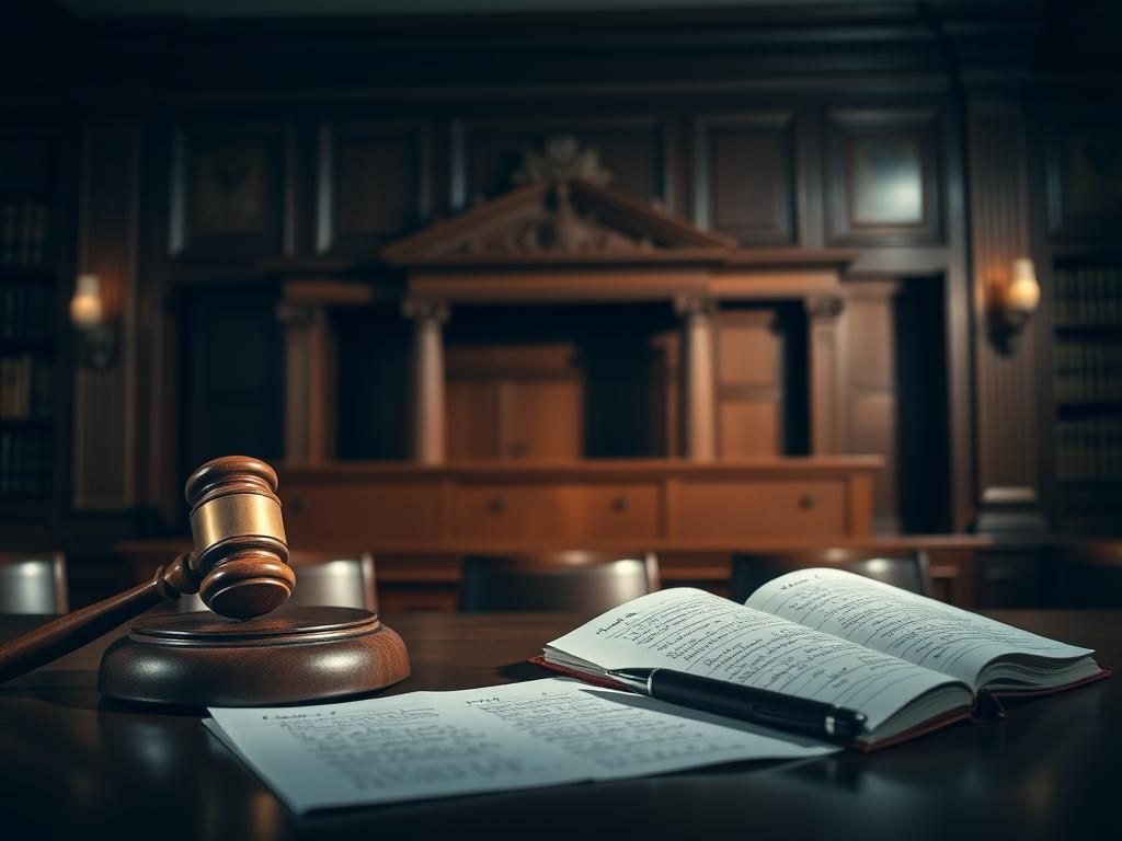 Flick International Courtroom setting featuring an empty jury box and a judge's gavel symbolizing the Ryan Routh trial