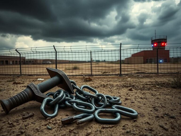 Flick International Weathered metal tools and broken chains symbolize law enforcement efforts in Texas operation