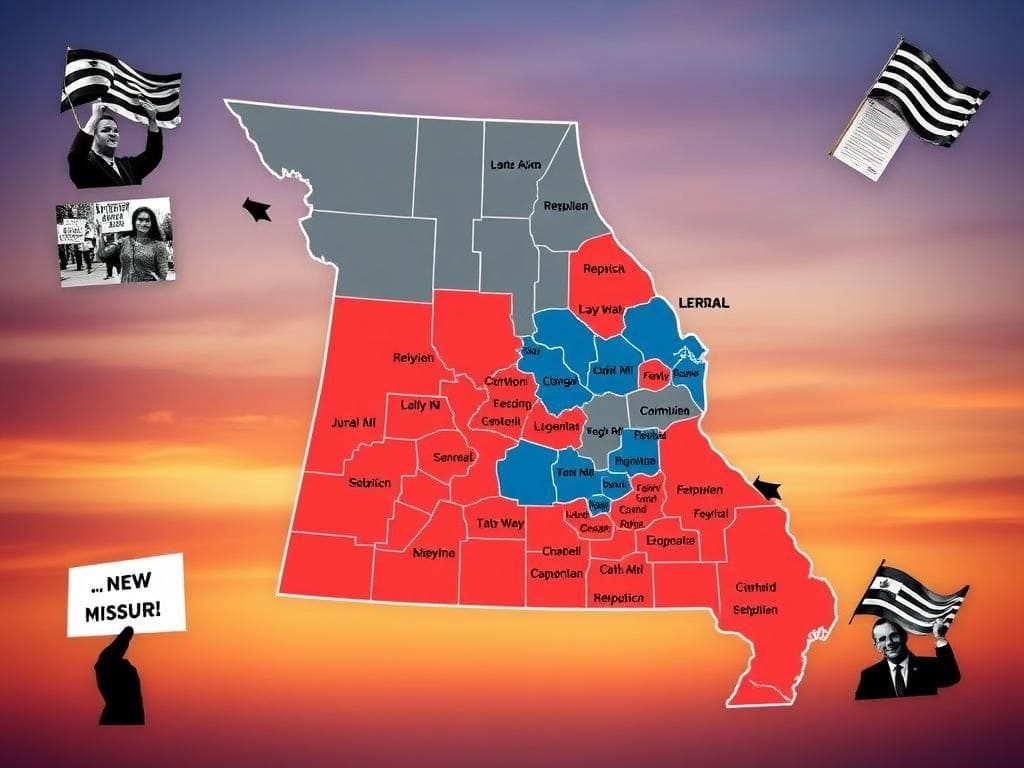 Flick International Detailed political map of Missouri with redrawn congressional districts highlighting Emanuel Cleaver's district
