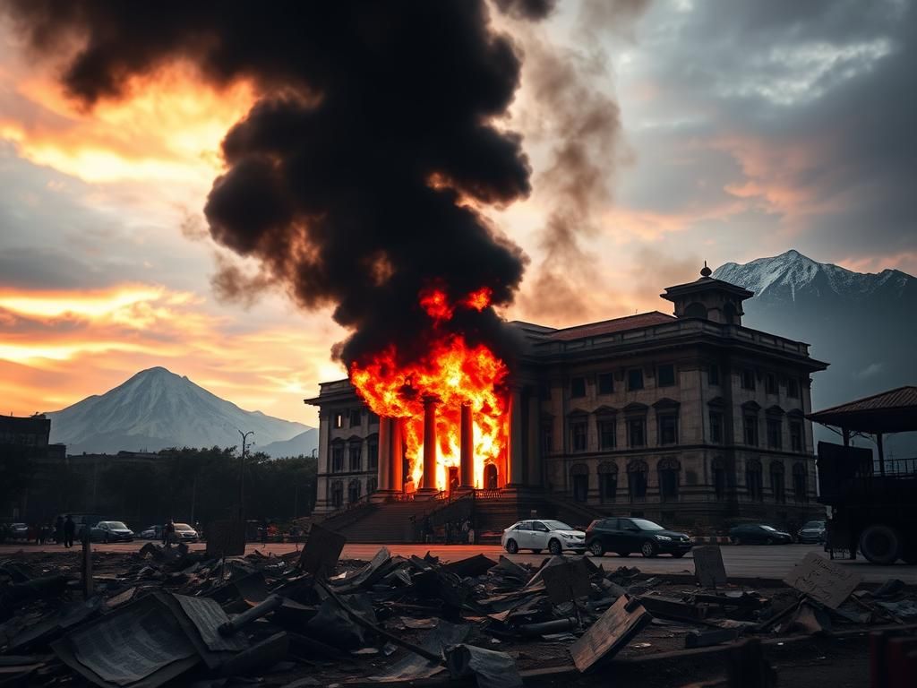 Flick International Historic parliamentary building in Nepal engulfed in flames during violent protests