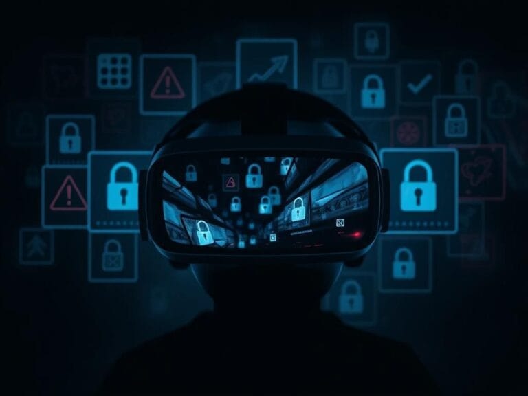 Flick International Dark virtual reality headset with distorted visuals representing chaotic digital environments