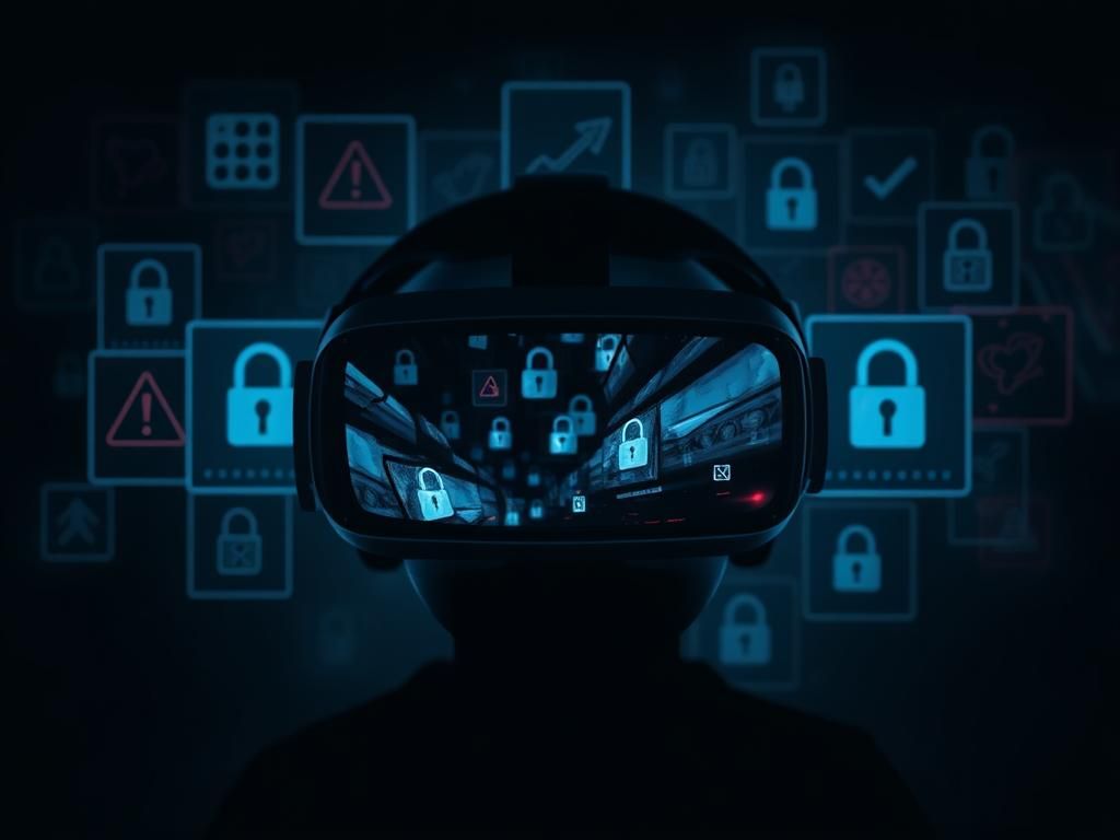 Flick International Dark virtual reality headset with distorted visuals representing chaotic digital environments