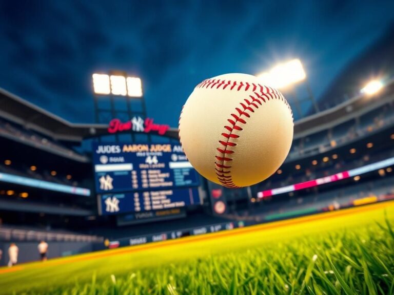 Flick International Baseball soaring through the air with motion blur, symbolizing Aaron Judge's achievement