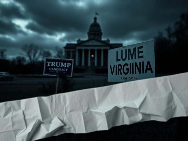 Flick International Dark Virginia landscape with a deserted political campaign sign symbolizing a troubled candidacy