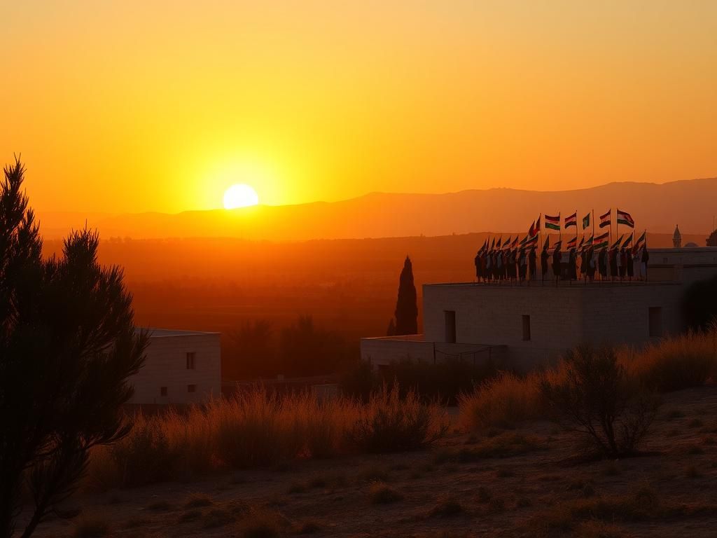 Flick International A panoramic view of a Middle Eastern landscape at sunset symbolizing hope and new beginnings