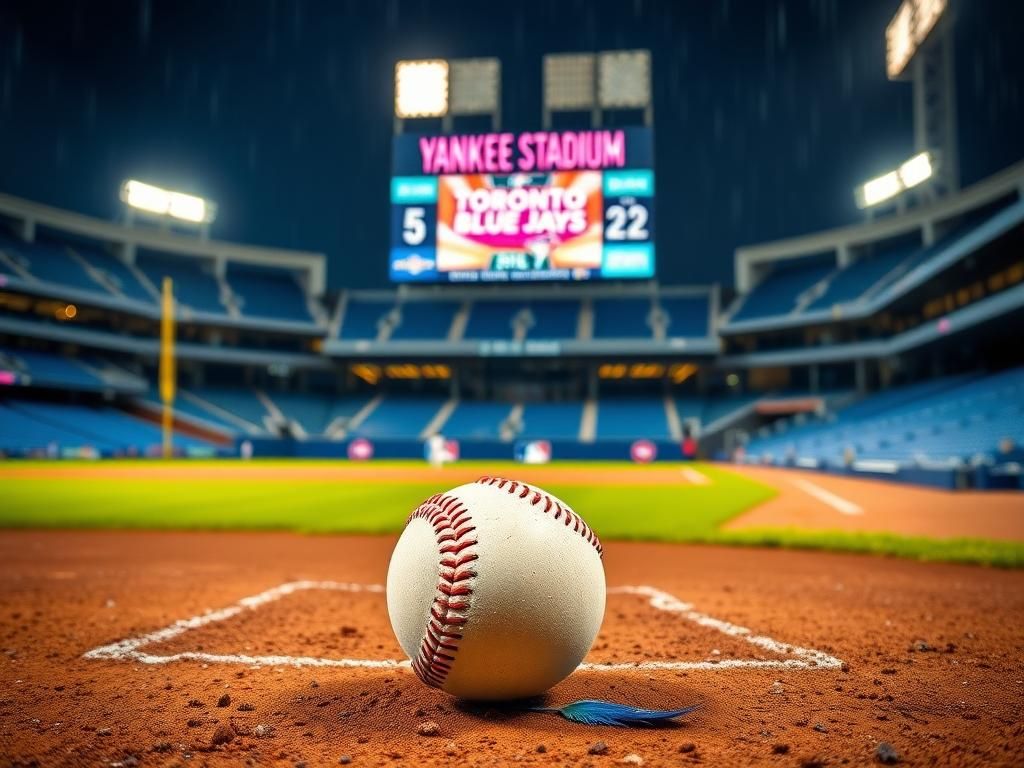 Flick International Blue Jays celebrating ALDS victory against Yankees at Yankee Stadium