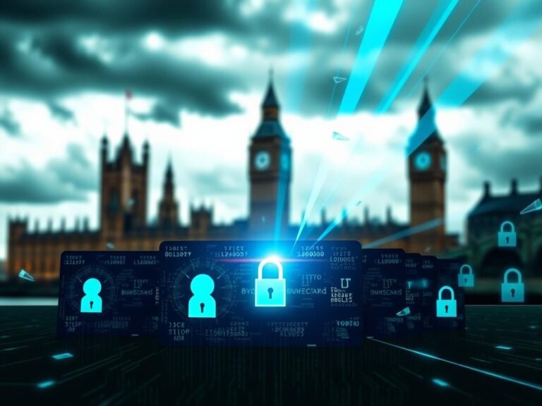 Flick International Abstract representation of digital identity and surveillance concerns, featuring digital ID cards with binary codes.