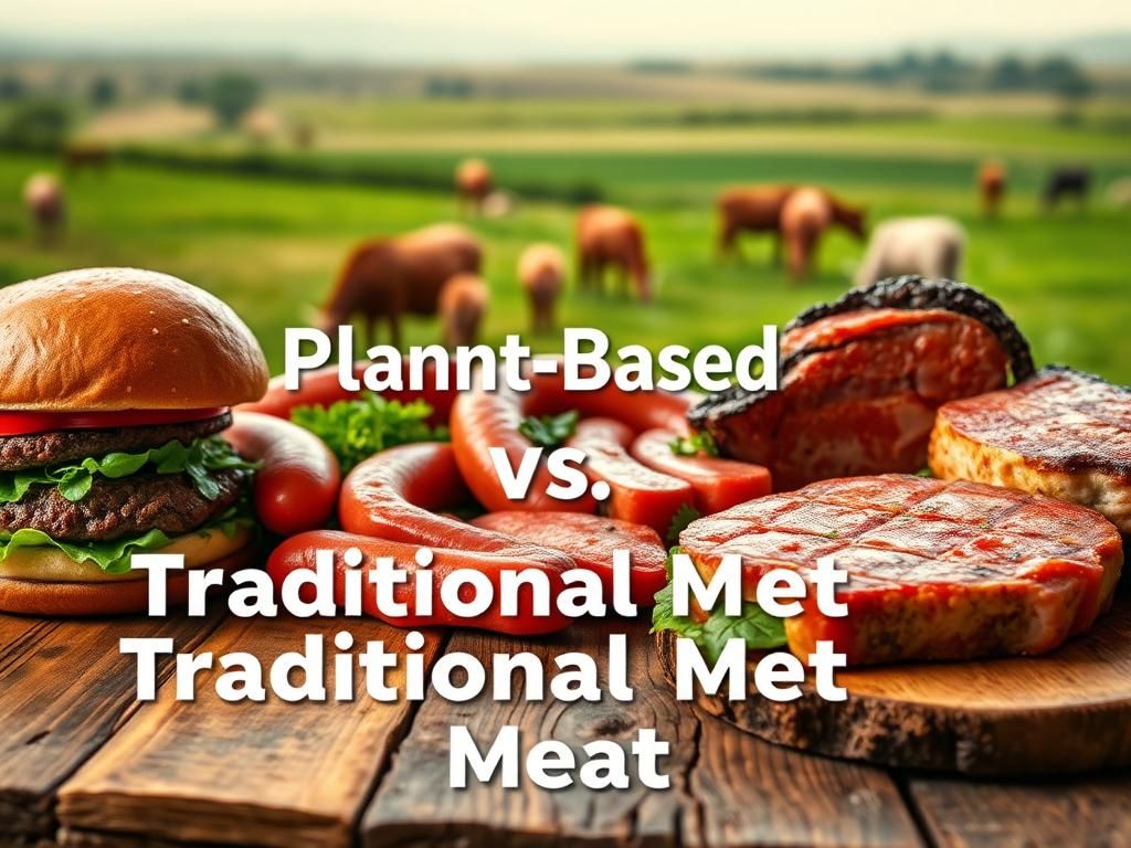 Flick International Close-up of a rustic wooden table with plant-based foods shaped like traditional meat products.