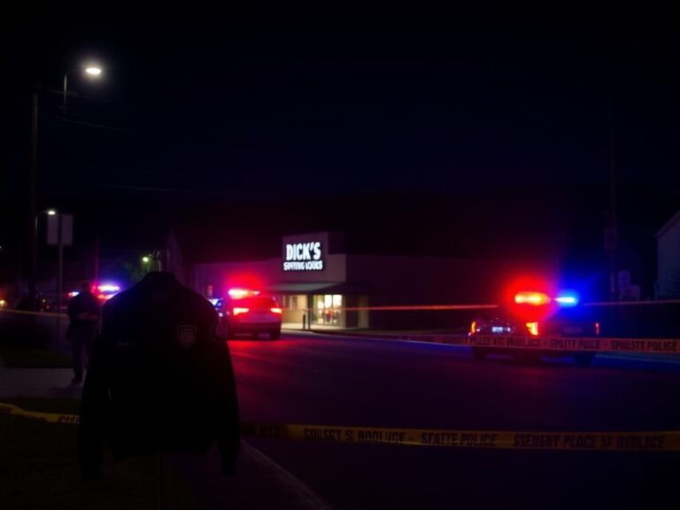 Flick International Somber Pennsylvania night scene with police vehicles and uniforms symbolizing bravery