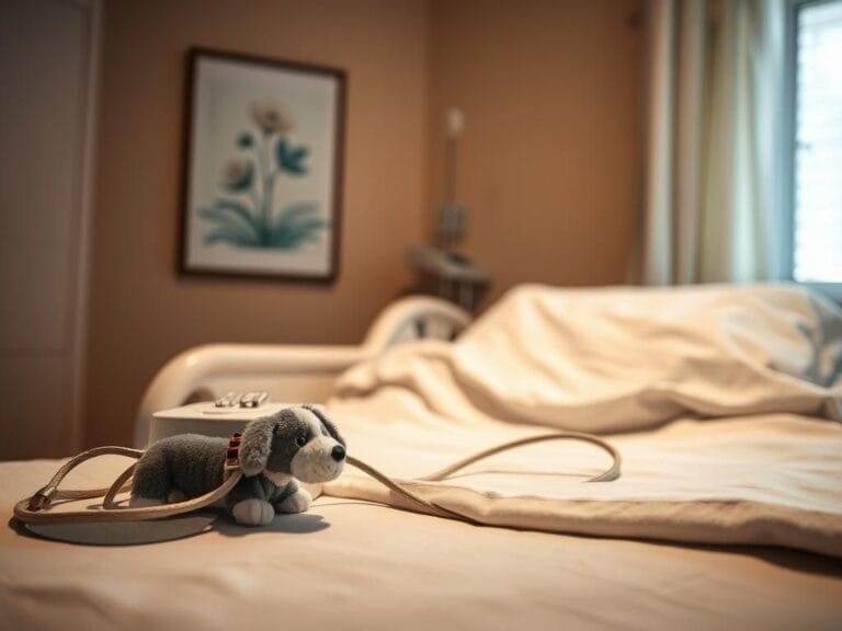 Flick International Hospital room with a healing atmosphere, featuring a hospital bed and an ice therapy machine.