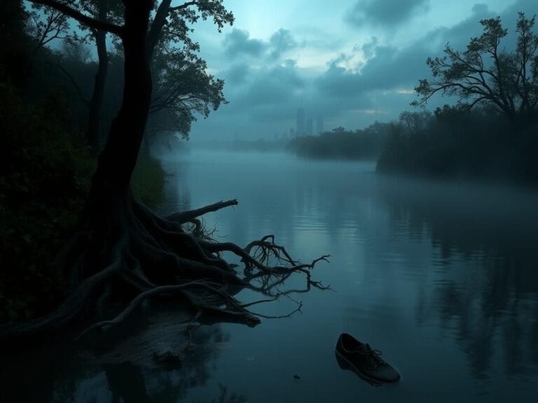 Flick International A winding bayou in Houston at twilight surrounded by mist