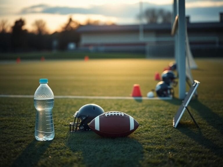 Flick International A serene football practice field at dusk with equipment symbolizing team dedication
