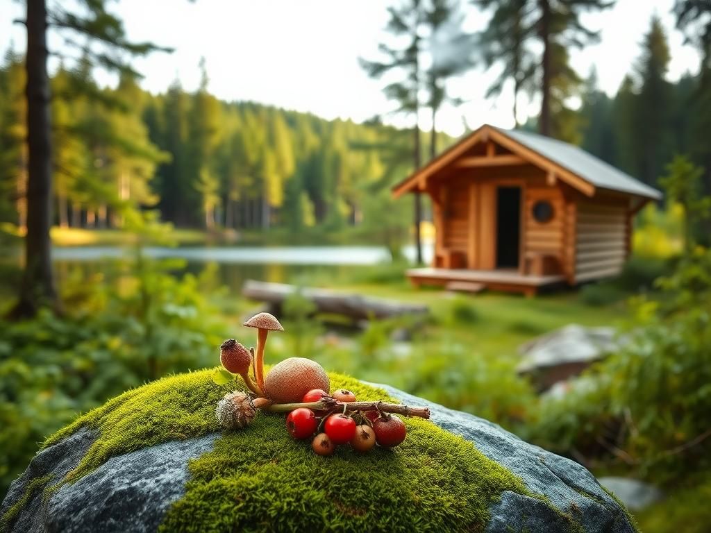 Flick International A serene Scandinavian landscape featuring lush green forests and tranquil lakes.