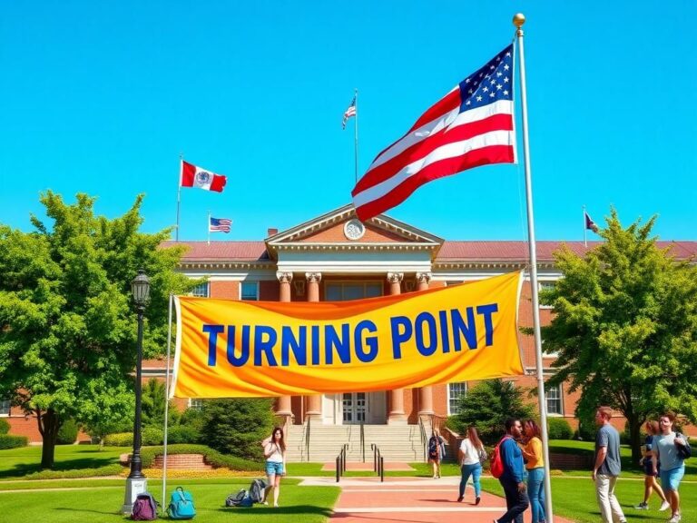 Flick International A vibrant scene at the University of Tennessee at Chattanooga showcasing students and a Turning Point USA banner