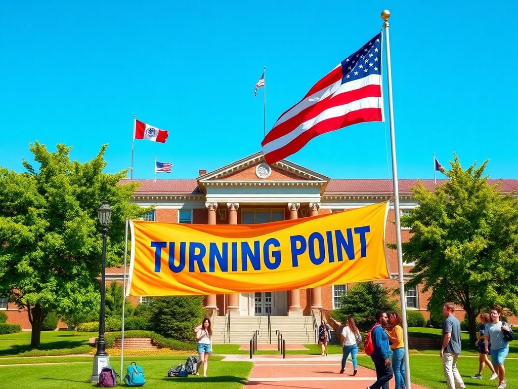 Flick International A vibrant scene at the University of Tennessee at Chattanooga showcasing students and a Turning Point USA banner