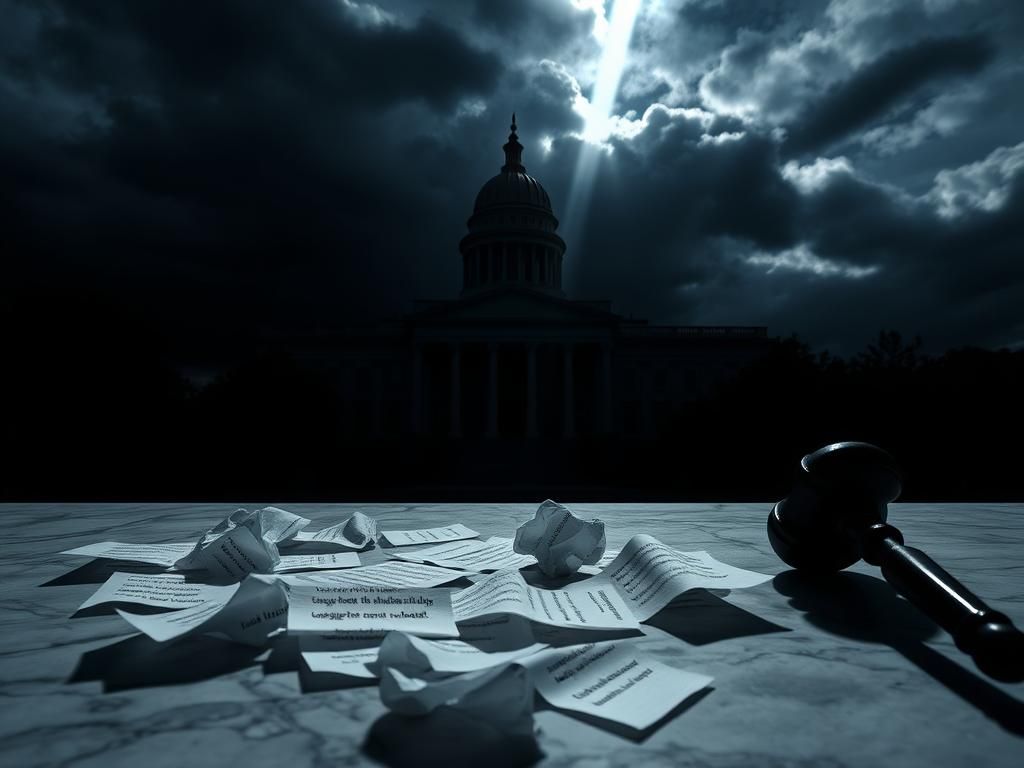 Flick International Shadowy silhouette of Virginia state capitol building against stormy sky