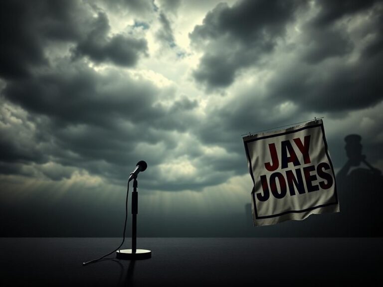 Flick International Empty political debate stage with microphone symbolizes tension and controversy