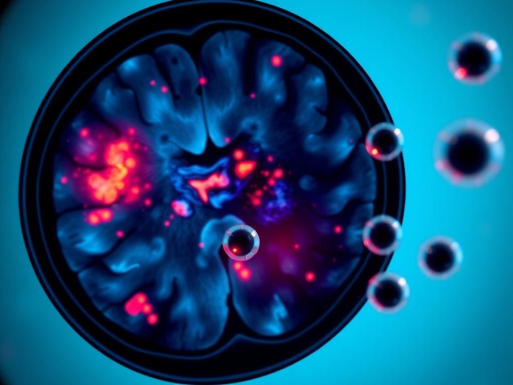 Flick International Close-up view of a medical imaging scan with abstract anomalies symbolizing atypical results from GLP-1 drugs.