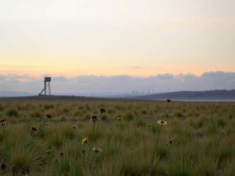 Flick International Serene landscape at the Gaza-Israel border during a ceasefire with waving grasses and wildflowers.
