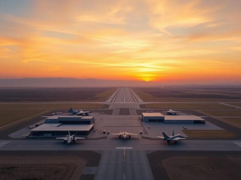 Flick International Aerial view of Mountain Home Air Force Base showcasing the new Qatari Emiri Air Force facility under construction.