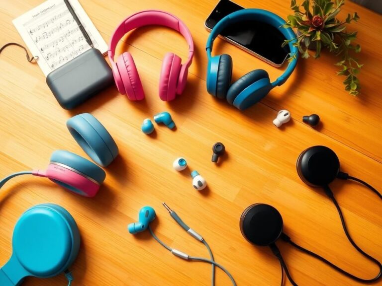 Flick International A flat lay of vibrant budget headphones showcasing over-ear, wireless, and wired designs in various colors.