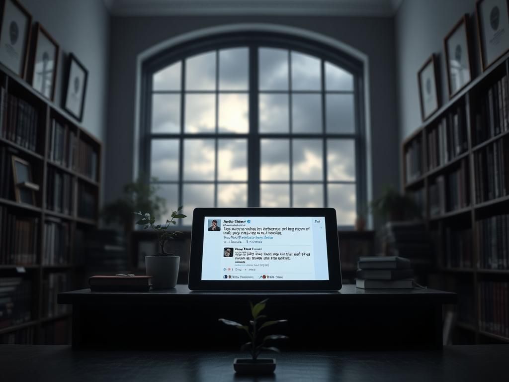 Flick International Dimly lit university office showcasing books and framed degrees, symbolizing the Ivy League academic environment.