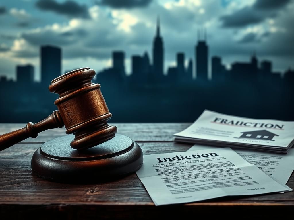 Flick International A dramatic scene with a tarnished gavel on a wooden desk, representing justice in question