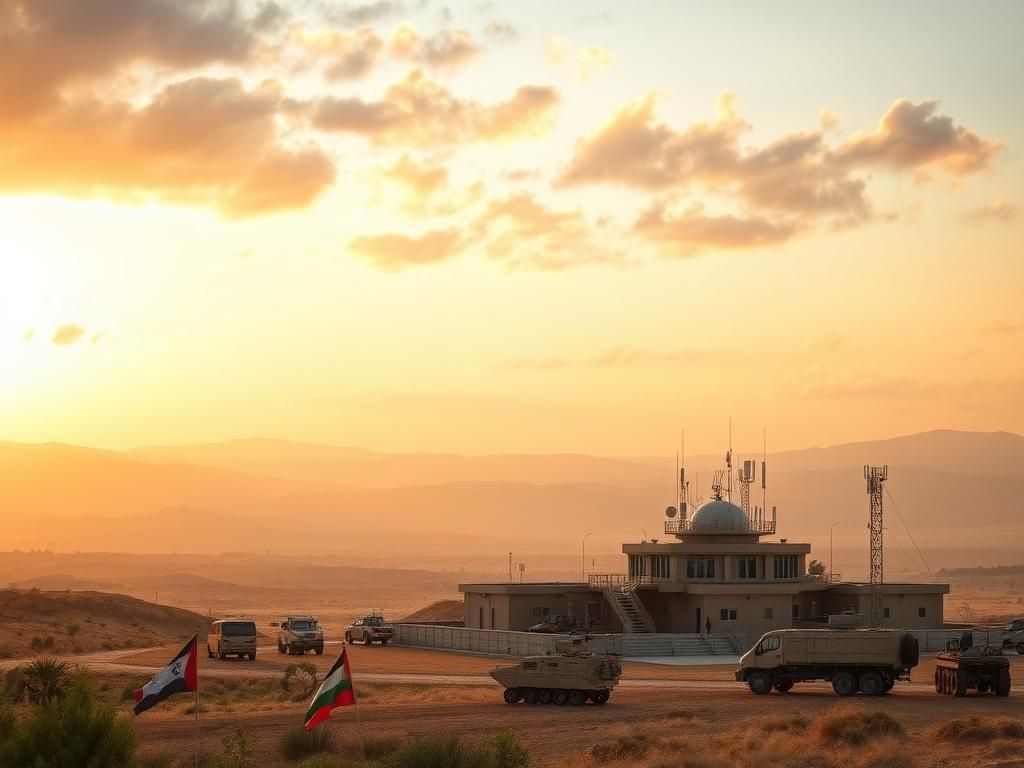 Flick International Modern military command center in Israel with advanced technology and peaceful landscape
