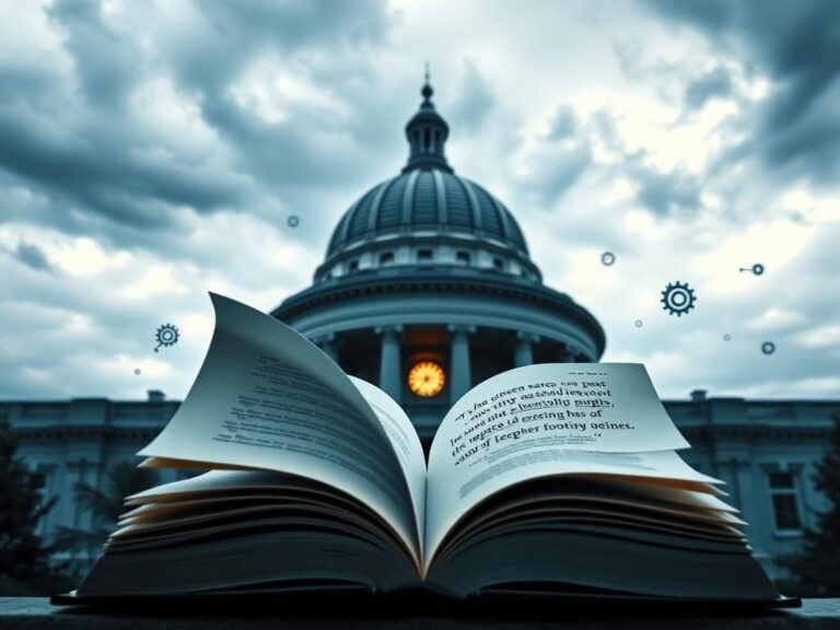 Flick International MIT Great Dome with an overcast sky, symbolizing tension and conflict, featuring an open book representing free expression