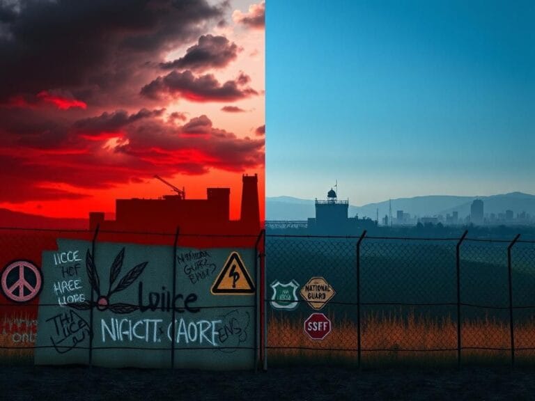 Flick International Abstract representation of border control with barbed wire wall and contrasting sky