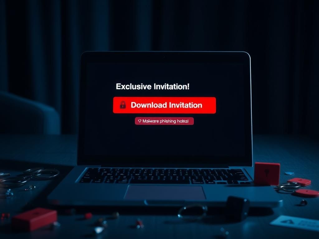 Flick International Close-up of a laptop screen showing a deceptive email interface related to malware threats