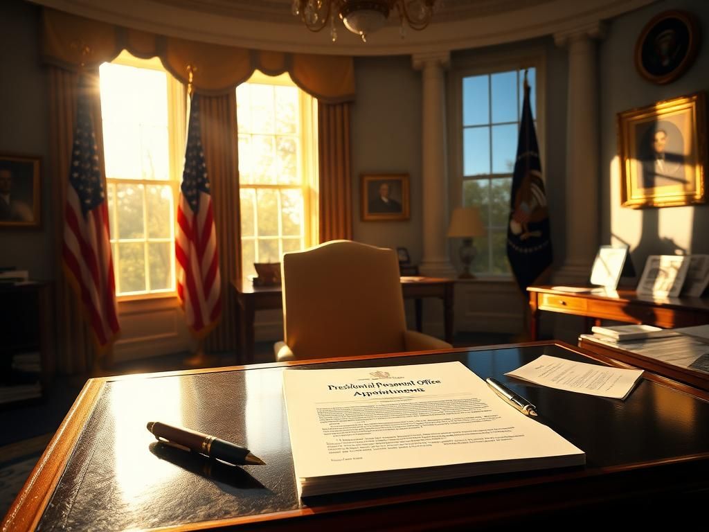 Flick International Inside the Oval Office with an empty chair representing leadership transition