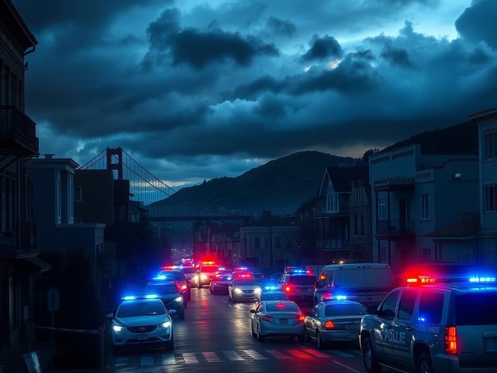 Flick International A San Francisco urban scene depicting the contrast between crime and safety