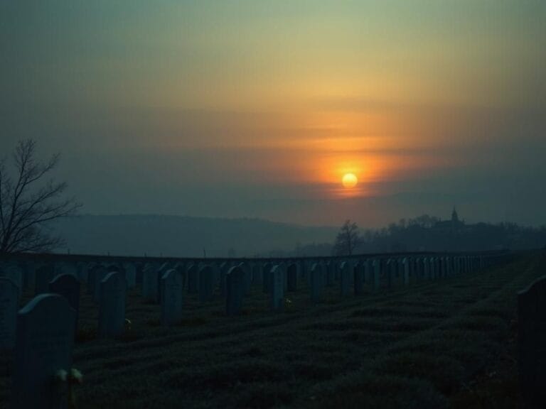 Flick International A serene graveyard at twilight symbolizing mourning for deceased hostages