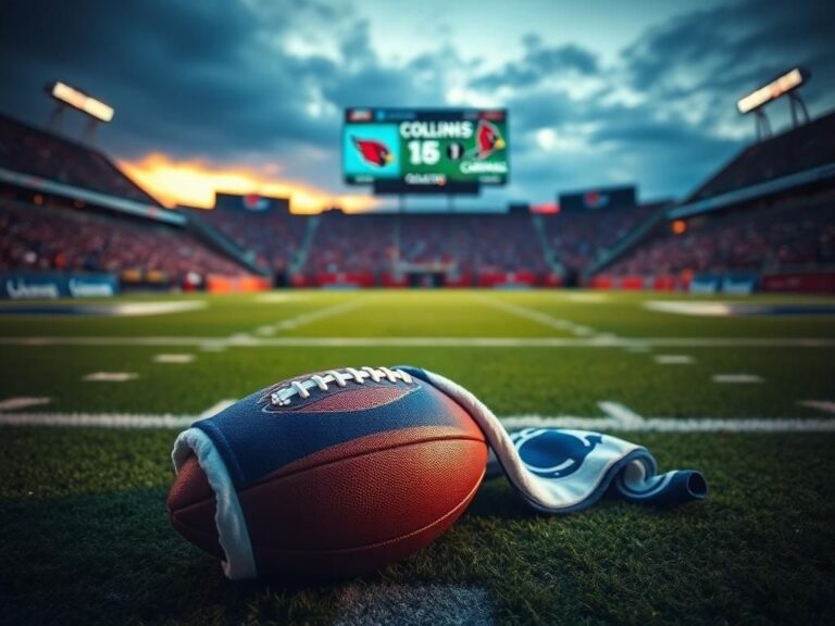 Flick International A football on the ground at a stadium before the Colts vs Cardinals game, partially covered by a Colts towel