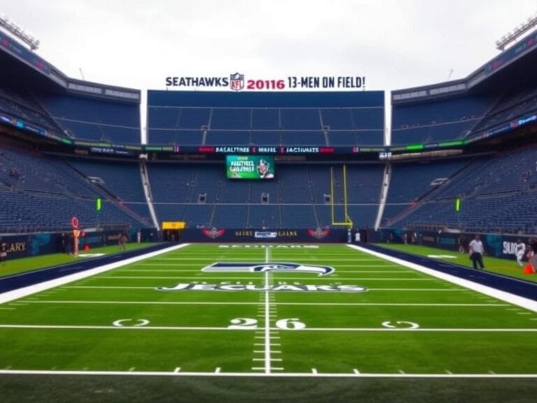Flick International Seattle Seahawks vs Jacksonville Jaguars NFL game with 13 men on the field penalty