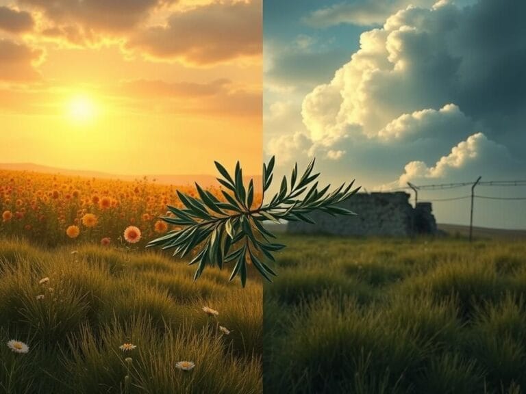 Flick International A divided landscape showing celebration of peace and conflict aftermath