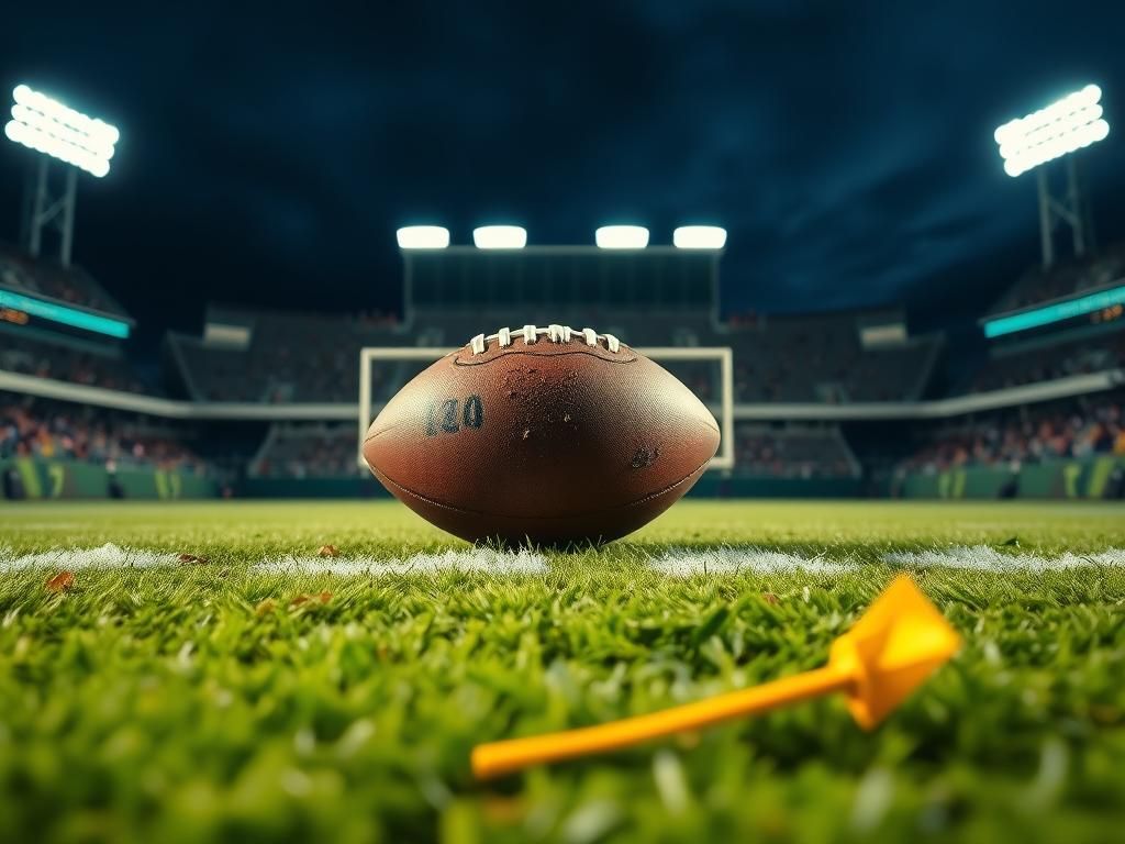 Flick International Close-up of a football on the grass at the 1-yard line during a tense game moment