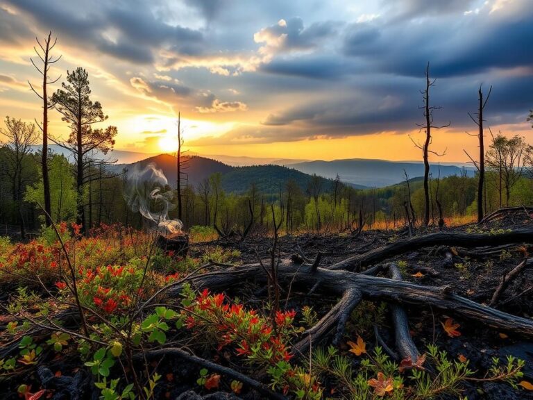 Flick International Charred landscape with blackened trees and scorched earth after the Palisades fire