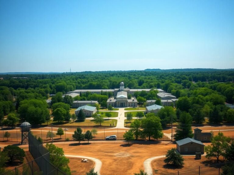 Flick International Aerial view of FCI Fort Dix prison surrounded by serene landscape