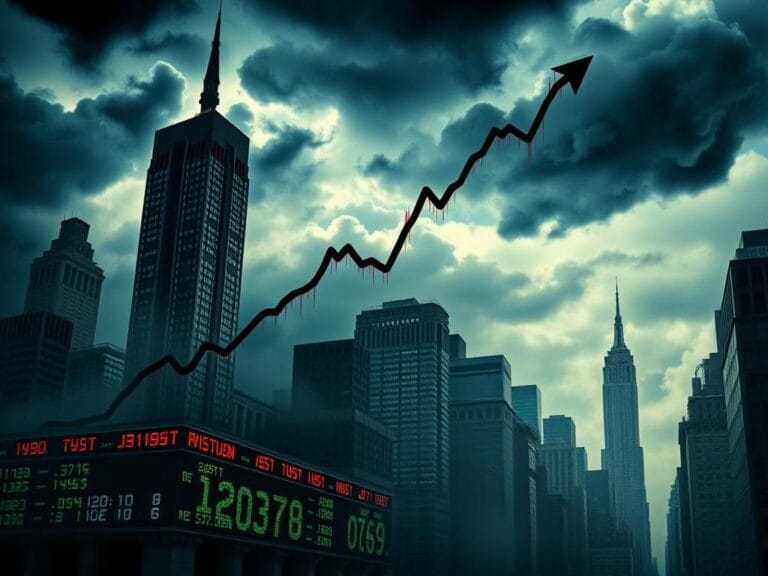 Flick International Dramatic stock market graph depicting volatility with upward trend and sharp downward dive