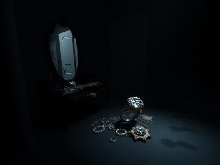 Flick International A dark room featuring a luxury vanity table and a partially obscured engagement ring reflecting tension and danger.