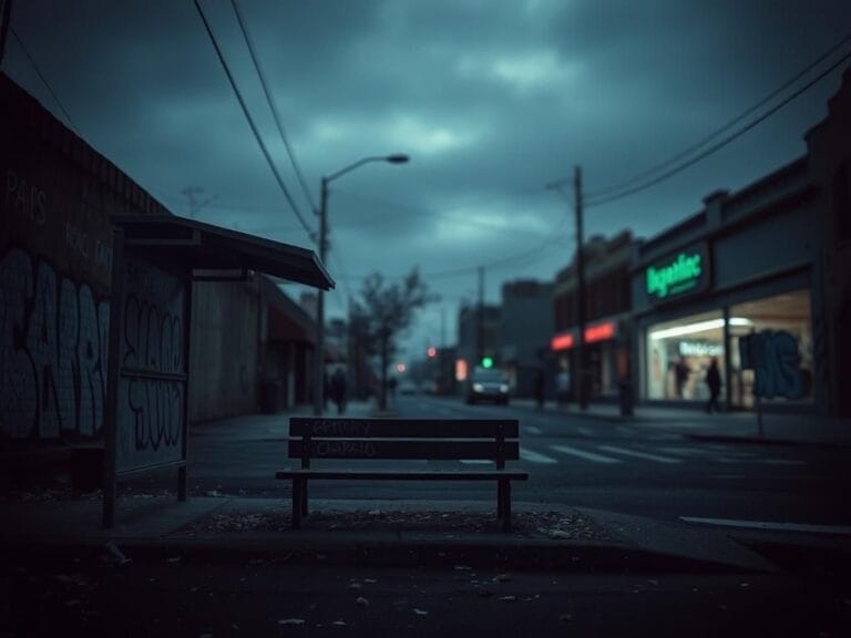 Flick International Dimly lit urban landscape in San Francisco depicting neglect and crime