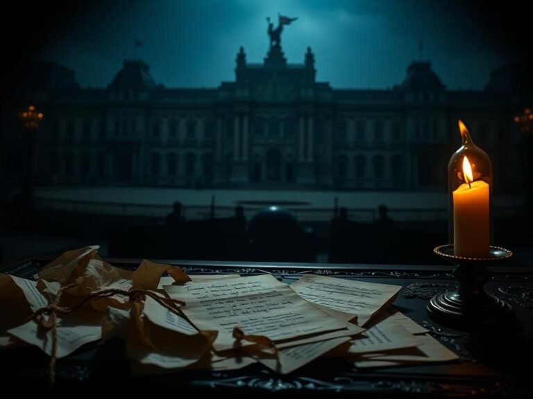 Flick International Dimly lit royal palace with an ornate writing desk and a flickering candle